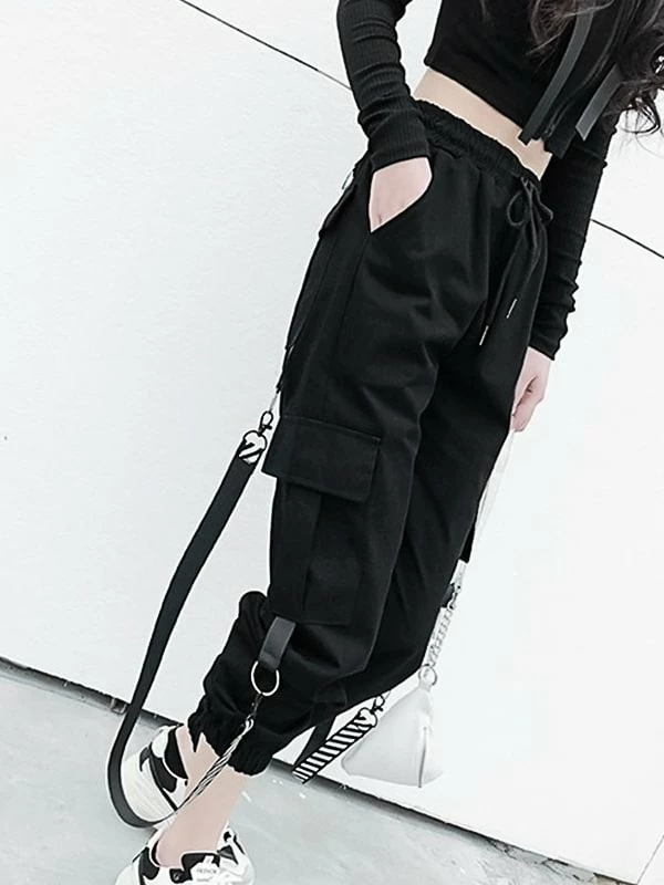 Goth Slim High Waist Streamer Industrial Pants - Image 5