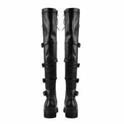 Over The Knee Strap Flat Lace Up Boots