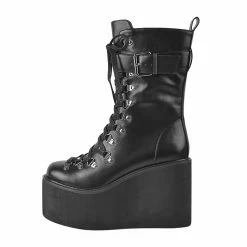 Platform Zipper Lace Up Boots