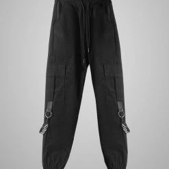 Goth Slim High Waist Streamer Industrial Pants