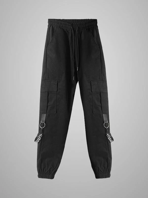 Goth Slim High Waist Streamer Industrial Pants