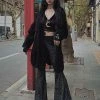 Gothic Lace Bottom Velvet Wide Leg Harem Flare Pants