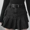 Pleated Side Pockets Denim Jeans Skirts
