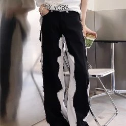 Fashion Color Block Wave Paneled Straight Pants