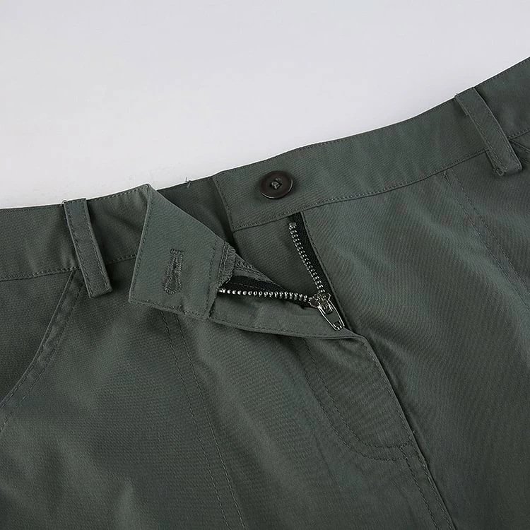 Industrial Fashion Split Low Rise A-line Long Skirt - Image 5