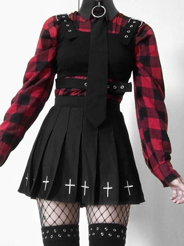 Dark Angel Pleated Gothic Skirts With Lining - Image 5