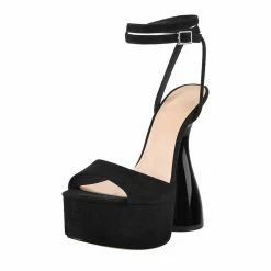 Cone Heel Suede Platform Sandals