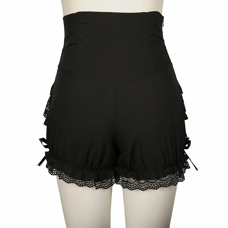 Lace Paneled Shirred Layered Shorts