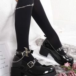 Solid Black Socks With Chains