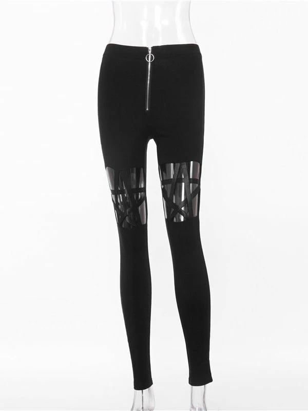 Hight Waist Spliced Stars Goth Pants - Image 7