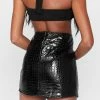 Gothic Dark High Rise Slim Slit Fake Leather Skirts