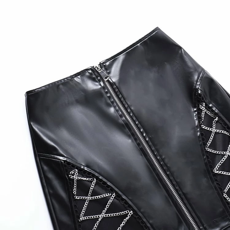 Statement Chain Cross Bodycon Skirt - Image 4