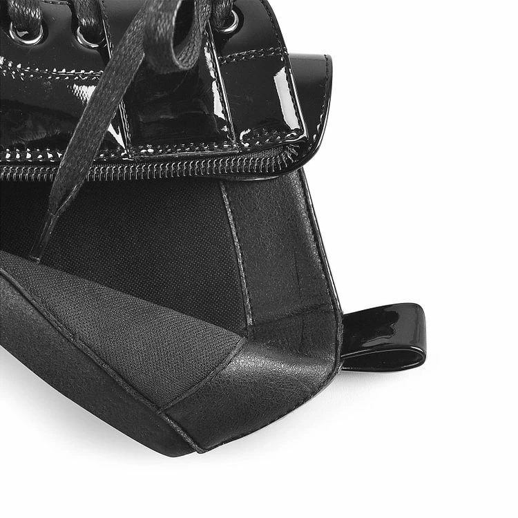 Patent Leather Lace Up Ankle Boots - Image 3