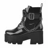 Patent Leather Lace Up Ankle Boots