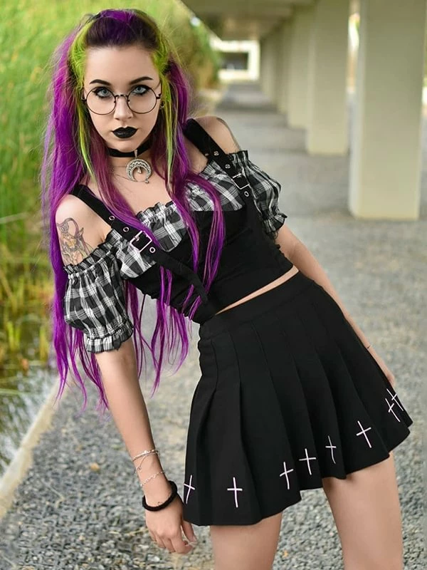 Dark Angel Pleated Gothic Skirts With Lining - Image 2