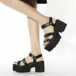 Triple Velcro Platform Block Sandals