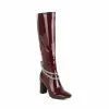 Statement Square Toe Layered Chain Chunky Heel Knee High Boots
