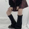 JK College Style Solid Color Ribbing Knitted Leg Warmers