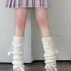 JK Style Braid Solid Color Knitted Leg Warmer
