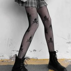 Skull Pattern Sexy Fishnet Tights
