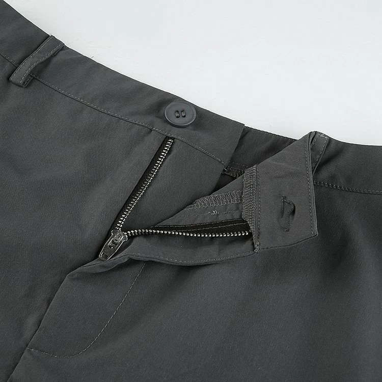 Casual Solid Color Pockets Drawstring Back Split A-line Long Skirt - Image 5