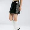 Statement Leopard Printed Paneled Fringed Asymmetrical A-line Skirt