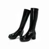 Square Toe Chunky Heel Patent Leather Candy Colors Boots