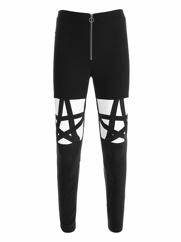 Hight Waist Spliced Stars Goth Pants - Image 4