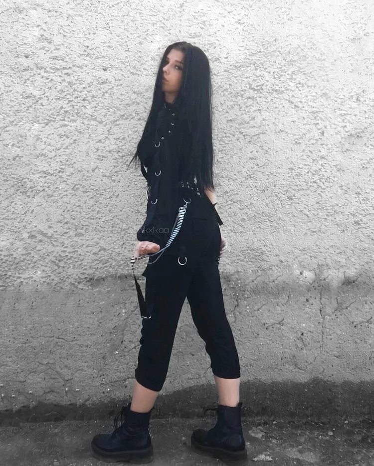 Goth Slim High Waist Streamer Industrial Pants - Image 8