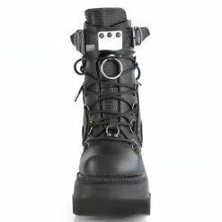 Women‘s Dark Monoblock Wedges Lace Up Platform Boots