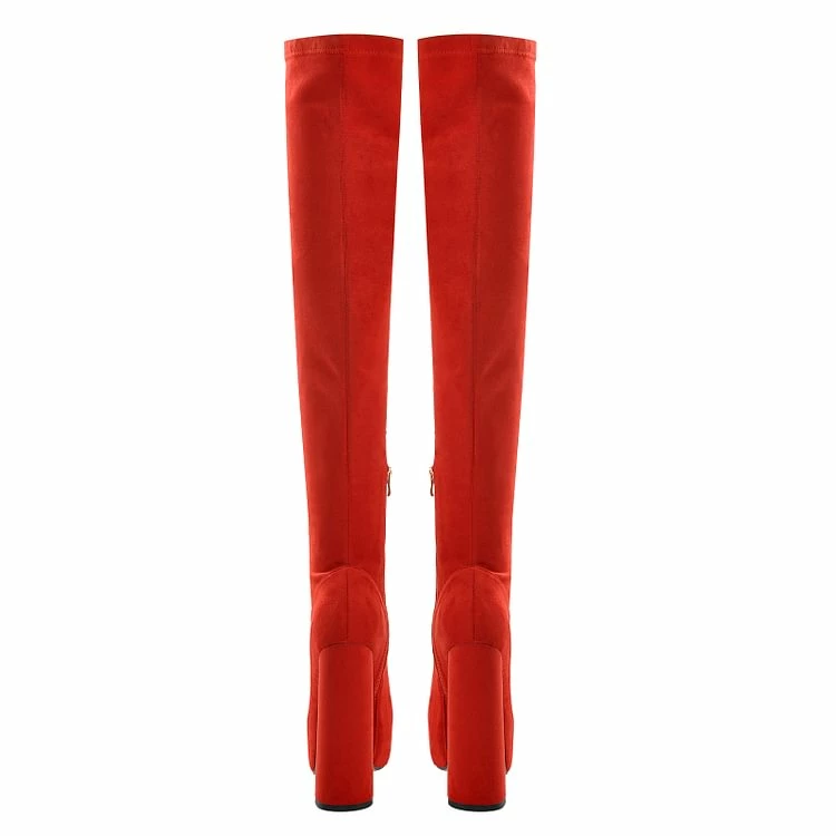 Chunky Heel Over The Knee High Platform Boots - Image 2