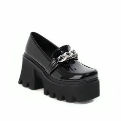 Slip On Patent Leather High Platform Pumps