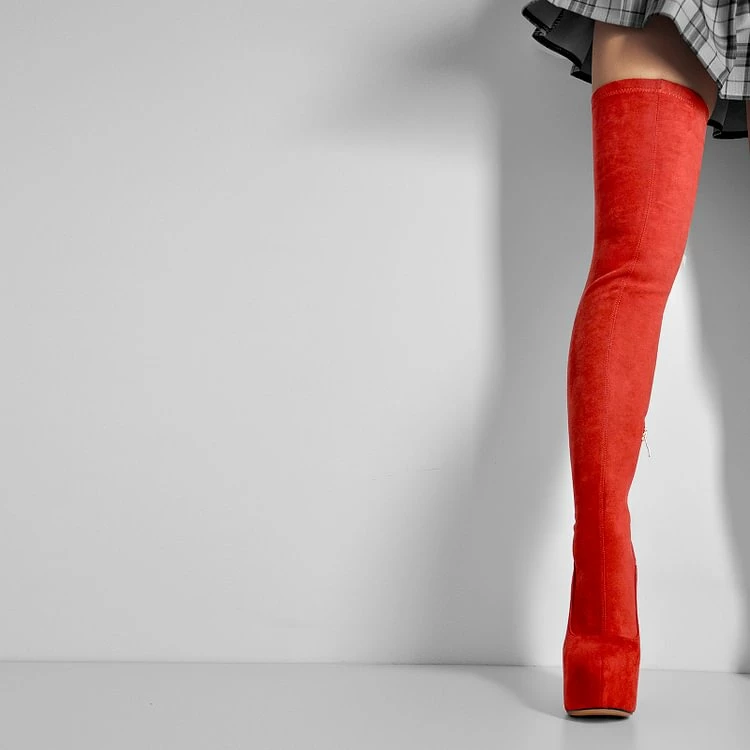 Chunky Heel Over The Knee High Platform Boots - Image 4