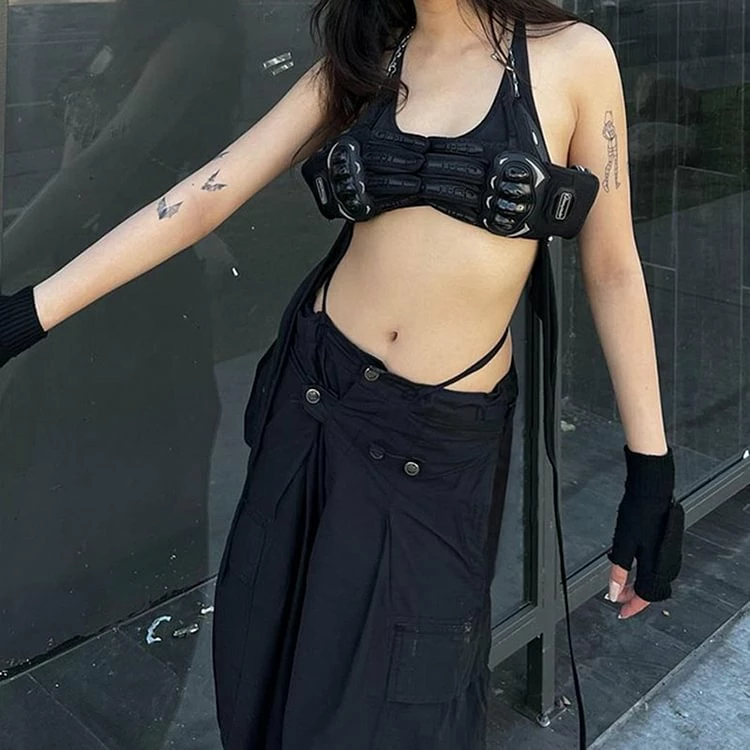 Industrial Buttoned Pockets Straight Pants - Image 3