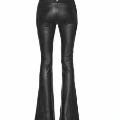 Punk Style Lace Up Zipper Decorated Low Rise PU Flare