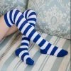 Y2K Sweet Girl College Style Color Block Stripes Elastic Stocking