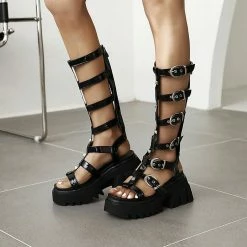 Rome Cutout Buckle Straps Rivets Sandals