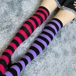 Dark Goth Lolita Style Stripes Leg Warmer