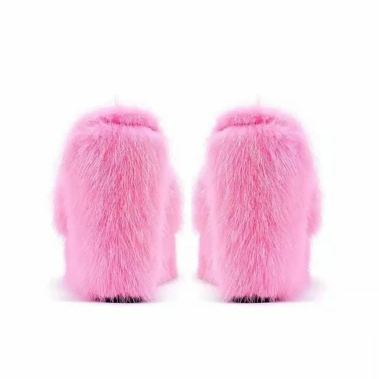 Leisure Wedge Colorful Furry Sandals