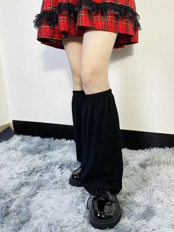 Fashion Cross Solid Black Goth Socks - Image 4