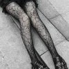 Sexy Cutout Floral-print Goth Fishnet Tights