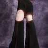 Gothic Black Paneled Stitching A-line Skirt Trousers