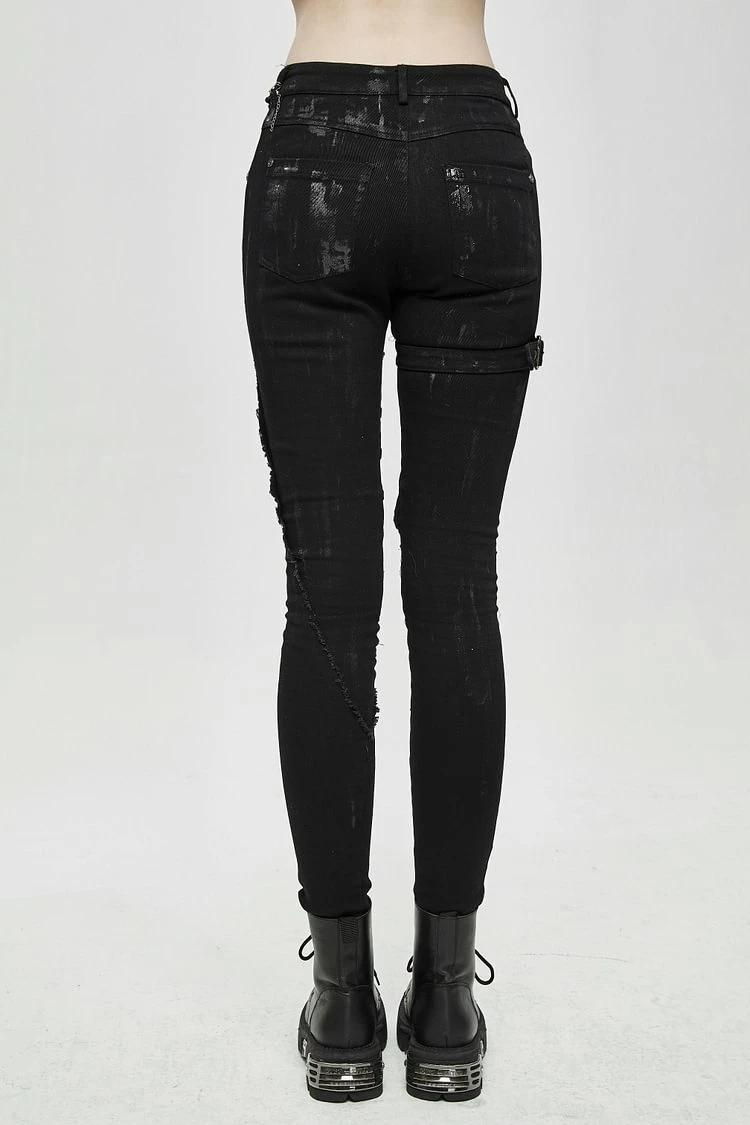 Mecha Hand Painted Laced Up Legs Cool Women Pants - Image 5