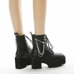 Lace Up Chains High Platform Ankle Booties