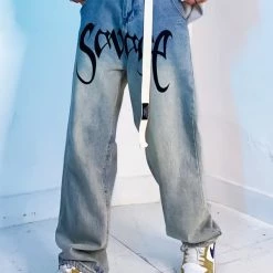 Gothic Dark Hip-pop Style Statement Letter Printed Loose Pants