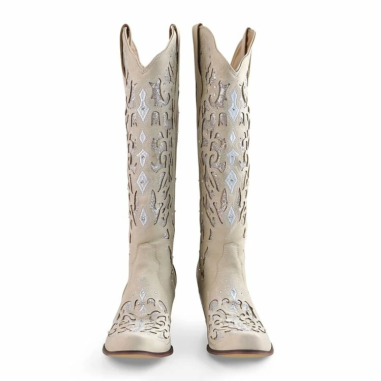 Western Round Up Hollow Rhinestone Boots - Image 2