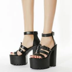 Ankle Buckles Platform High Heel Sandals