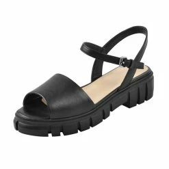 Ankle Strap Peep Toe Flats