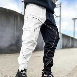 Punk Street Fashion Pockets Lines Industrial Pants