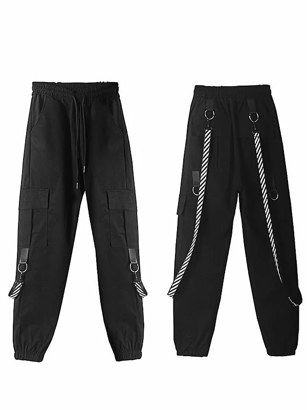 Goth Slim High Waist Streamer Industrial Pants - Image 9
